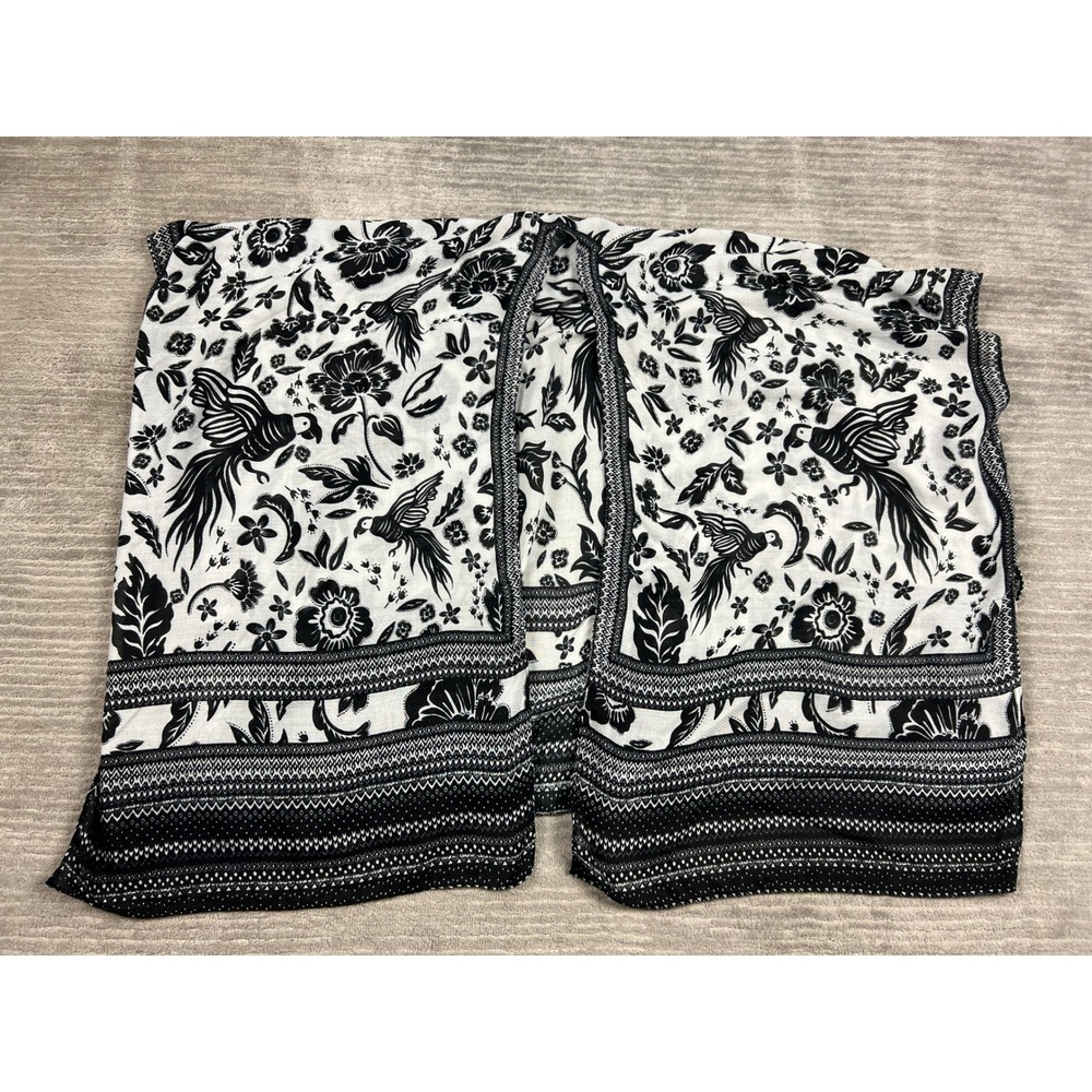 Vince Camuto Kimono Women One Size Black White Bird Floral Print Open Front Wrap